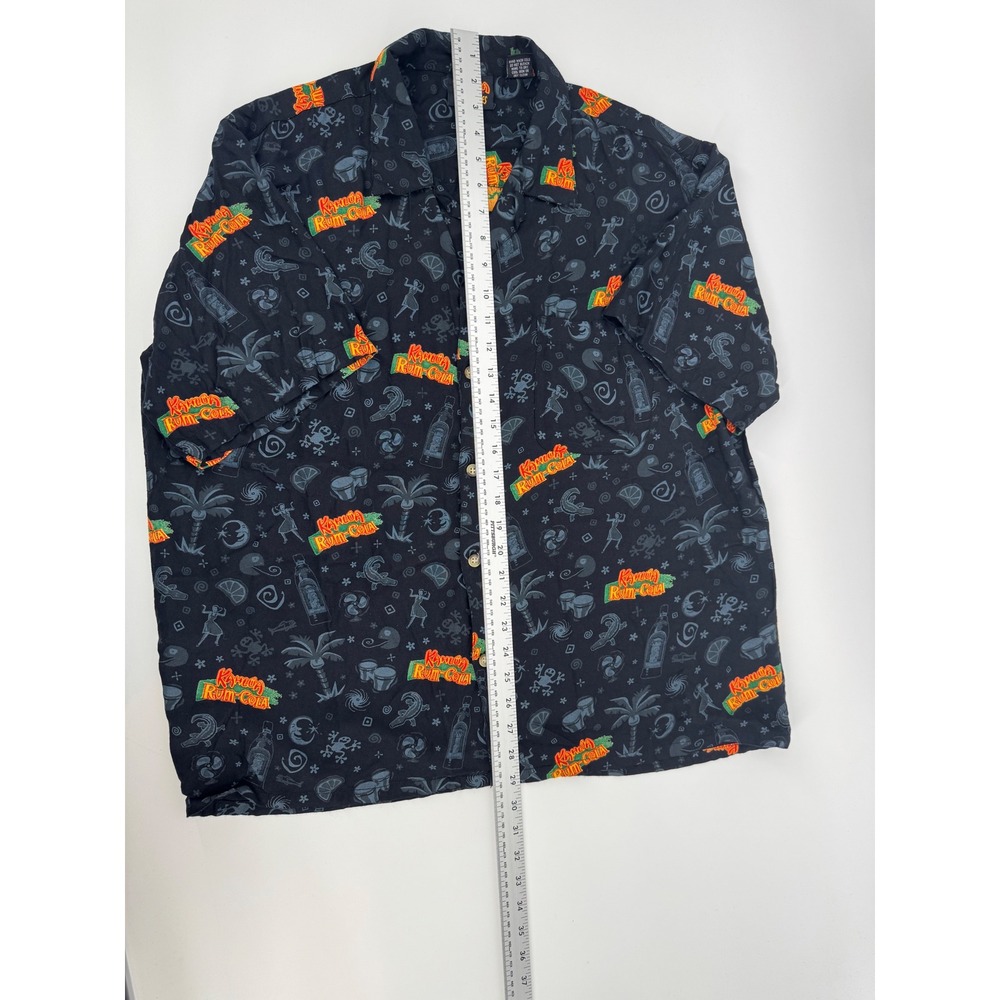 Vintage Kahlua Anything Goes Mens Large Rayon Rum-Cola Print Shirt Black - Picture 4 of 8